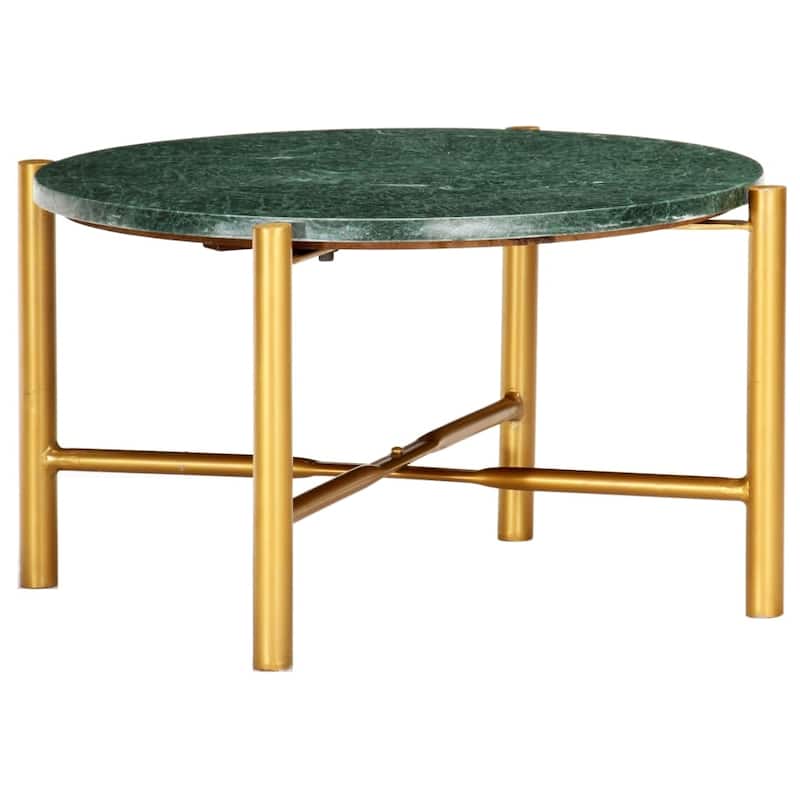 vidaXL Coffee Table Real Stone with Marble Texture Table Furniture Green/White - 23.6"x23.6"x13.8" - White