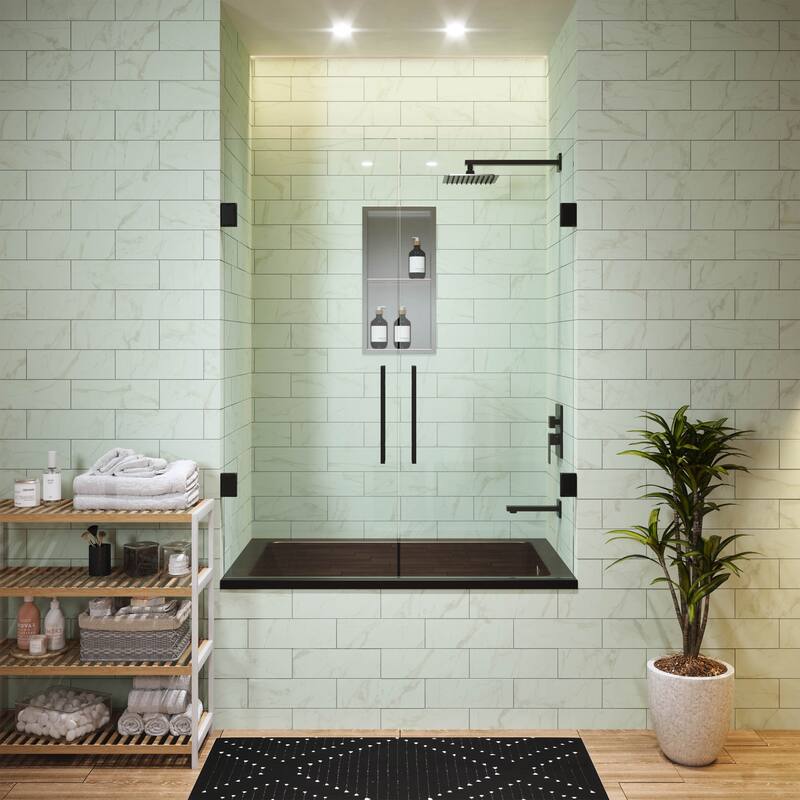 Voltaire 54"X30" Reversible Drain Drop-In Bathtub In Matte Black - 54x30 Reversible
