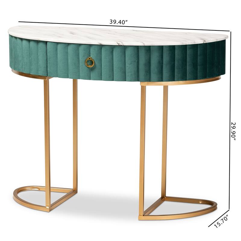 Beale Luxe and Glam Upholstered 1-Drawer Console Table