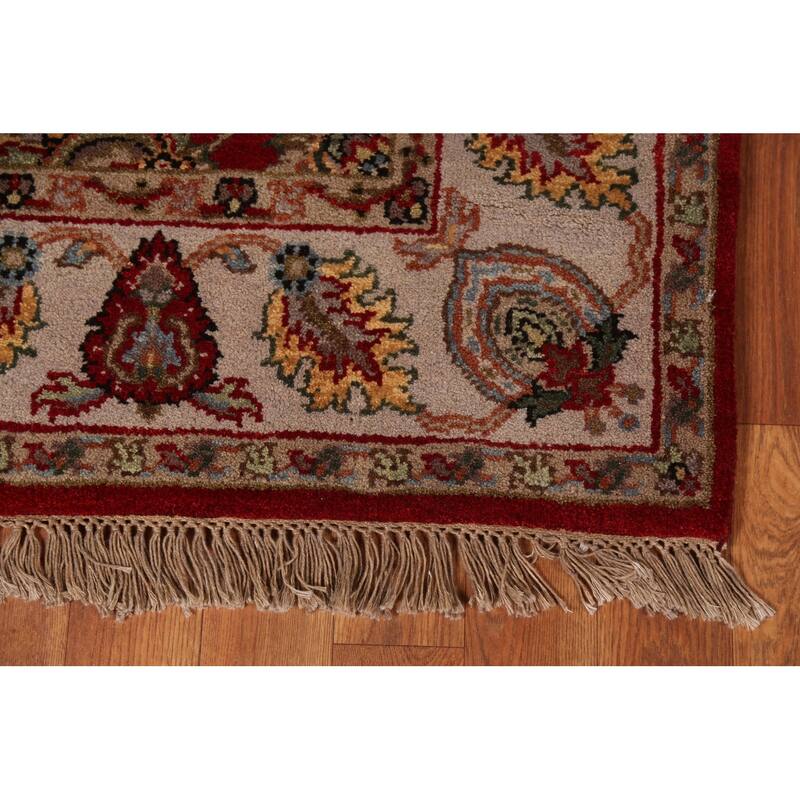 All-Over Floral Red Agra Oriental Area Rug Hand-Knotted Wool Carpet - 4'2"x 6'2"