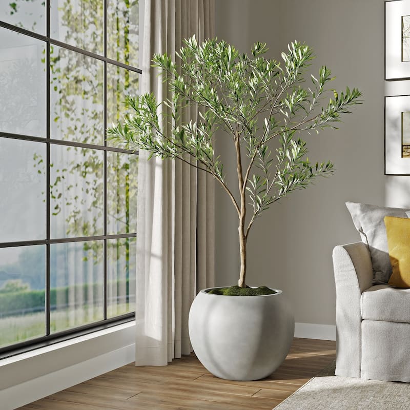 DTY Signature Mount Sherman 1-Piece Fiberstone Planter for Indoor/Outdoor