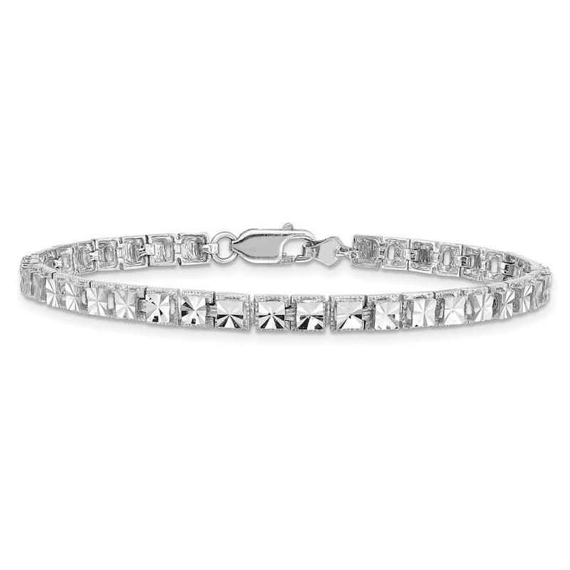 Curata 14k White Gold Sparkle Cut Bracelet 7.25 Inch