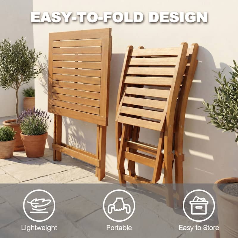 3PCS Patio Bistro Set with Foldable Design