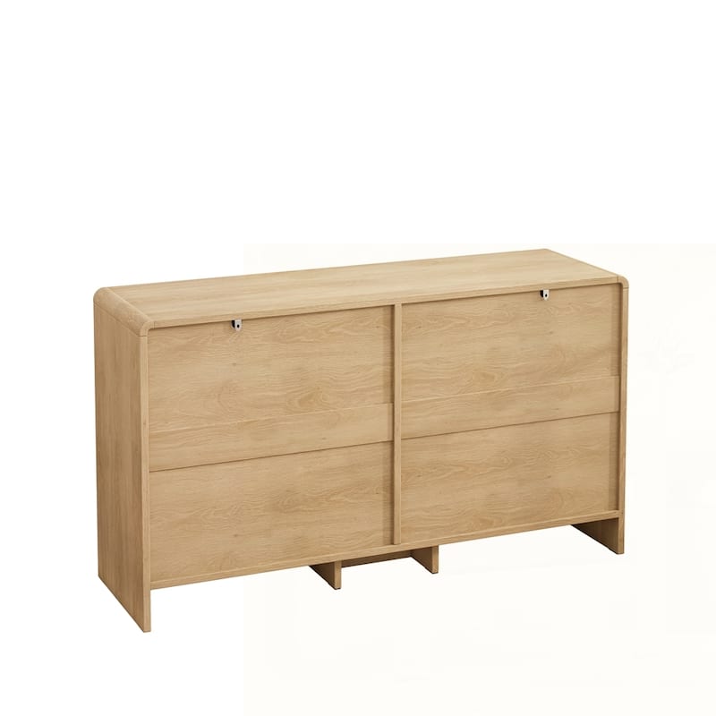 6-DrawersArc Shaped Corner Rattan Storage Cabinet