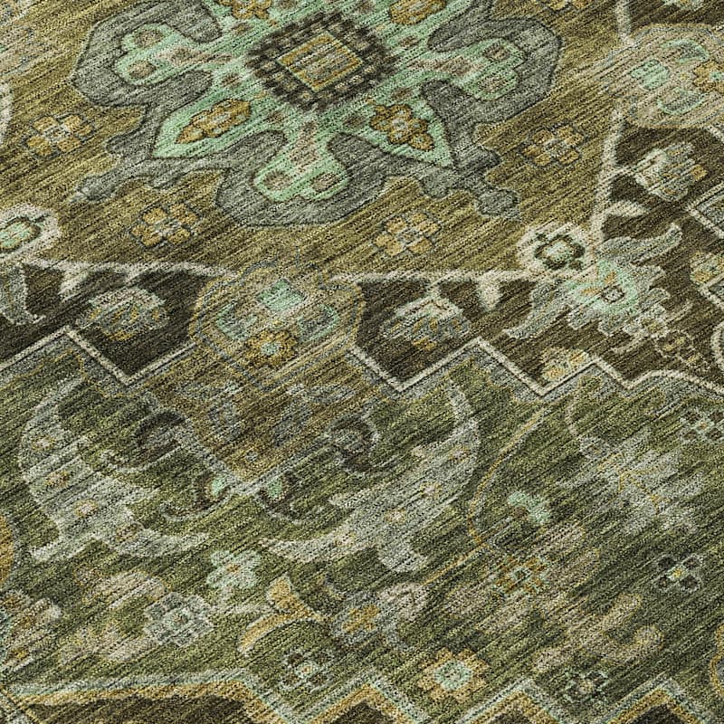 Machine Washable Indoor/Outdoor Traditional Medallion Chantille Rug