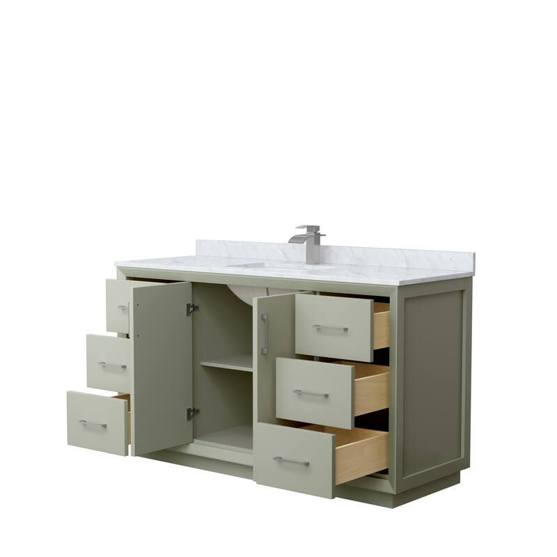 Strada 60-Inch Single Vanity Set, Carrara Marble Top