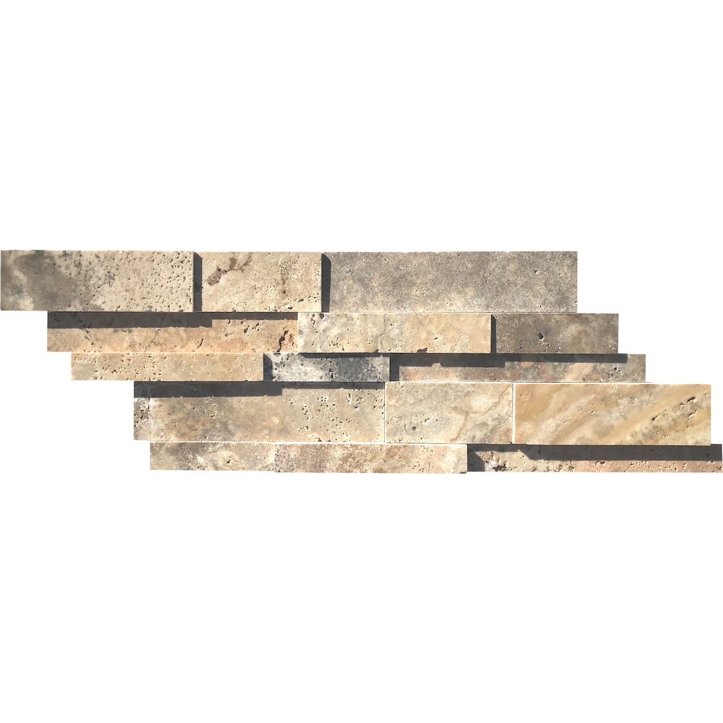 Rustic Desert Travertine Unfilled/Honed Ledger Mosaic Tile
