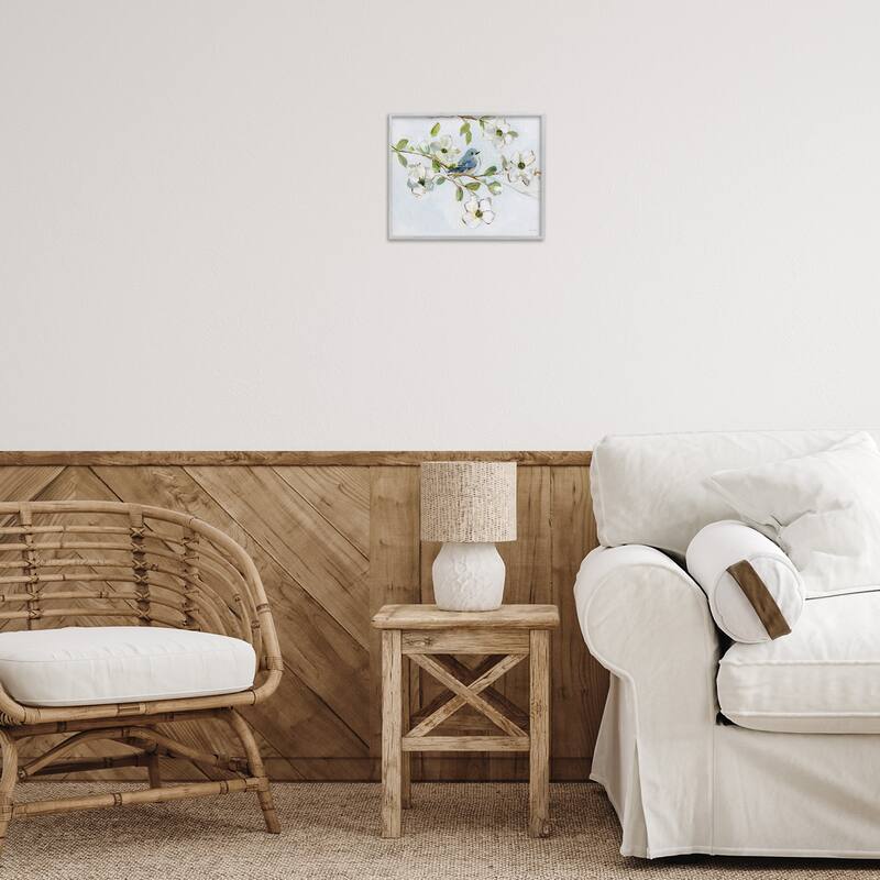 Stupell Bird Perched on Dogwood Framed Giclee Art Design By Sally Swatland