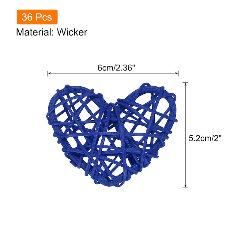 12Pcs Heart Rattan Ball Vase Filler Home Decoration 2.36 in - Dark Blue