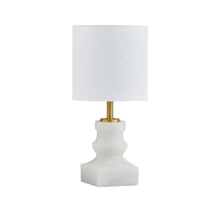 Leah 12.5" Marble Mini Table Lamp with Fabric Shade, Marble (Set of 2)