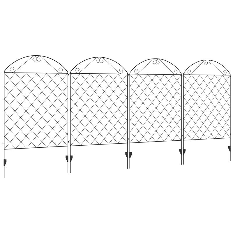 Outsunny Garden Fence, 4 Pack Metal Fence Panels, 11.5', Rust-Resistant Animal Barrier