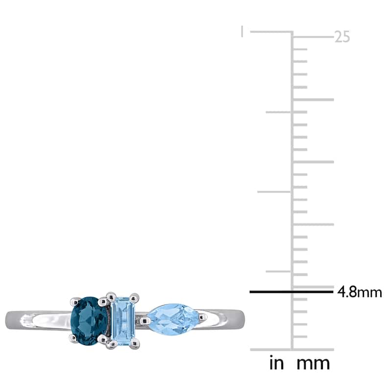 Miadora Multi-Gem Three Stone Ring Sterling Silver