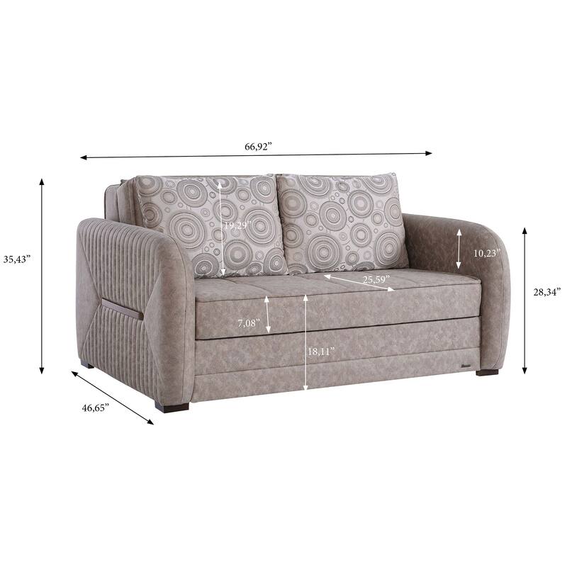 Collection Upholstered Convertible Loveseat With Storage