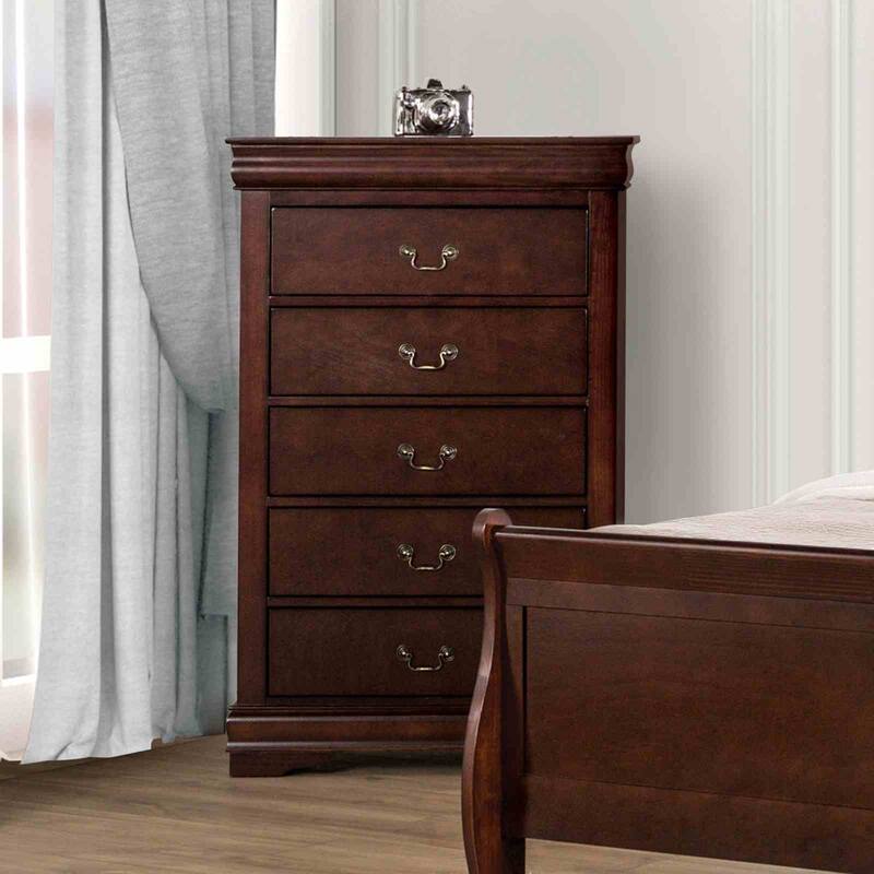 Sleigh Design Dark Cherry Finish Transitional Bedroom Furniture Set