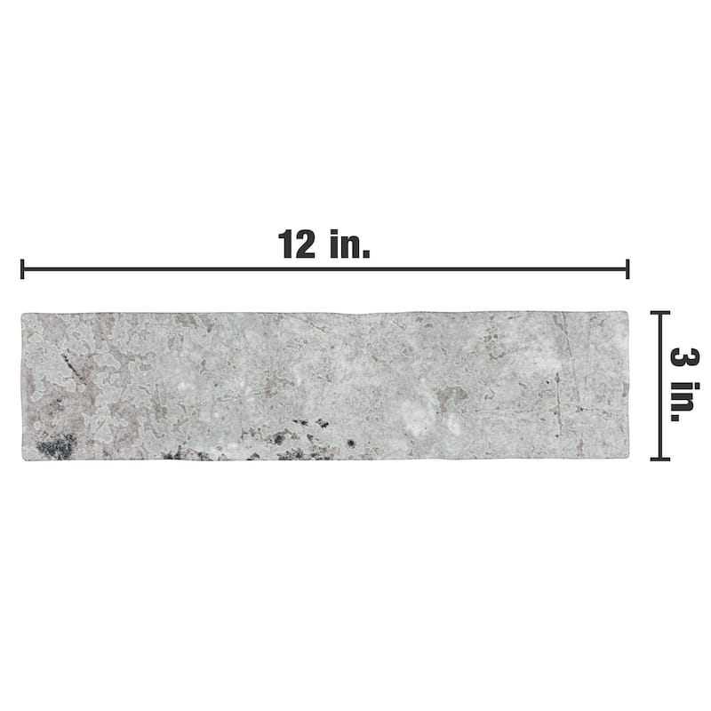 Merola Tile London Grey Glossy 3" x 12" Ceramic Wall Tile