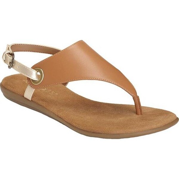 Shop Aerosoles Women's In Conchlusion Thong Sandal Tan Gold Leather/Faux Leather - Free Shipping 