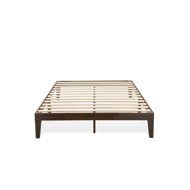 Full Size Platform Bed - Modern Wood Bed Frame with Solid Legs - Walnut Finish