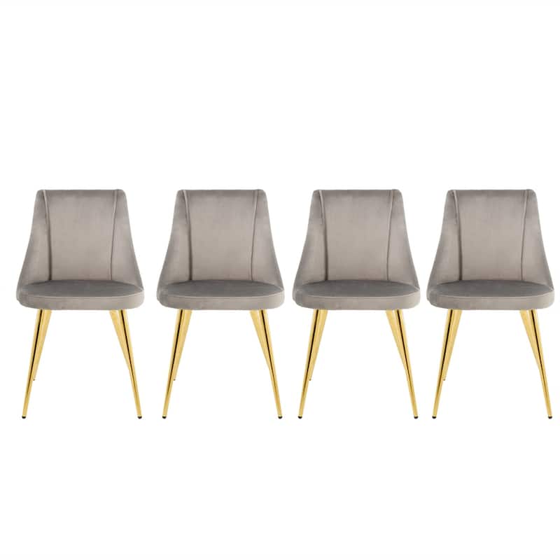 Modern Light Luxury Velvet Dining Chair with Metal Legs(Set of 4)