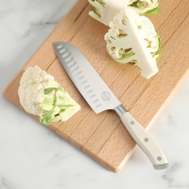 Sur La Table Kitchen Essential Tasting Kitchen German Steel Forged Full Tang Prfessional Knife with White Handle