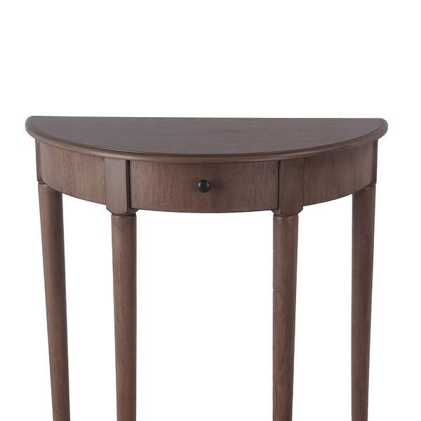 1 Drawer Half Moon Console Table With Round Legs Small Brown On Sale Overstock 31291923