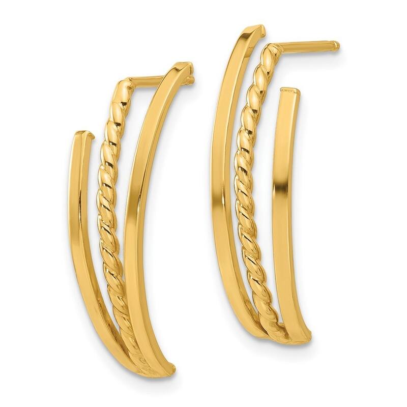 Curata 14k Yellow Gold 26.4x7.7mm Polished Twist Post Earrings