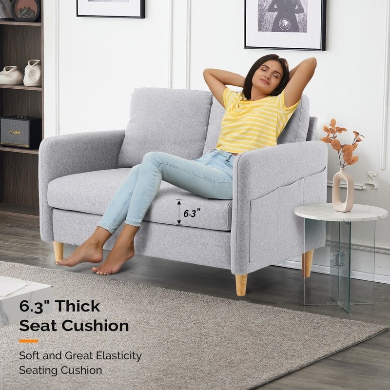 47 in. Modern Comfy Couch Loveseat with Side Storage For Living Room