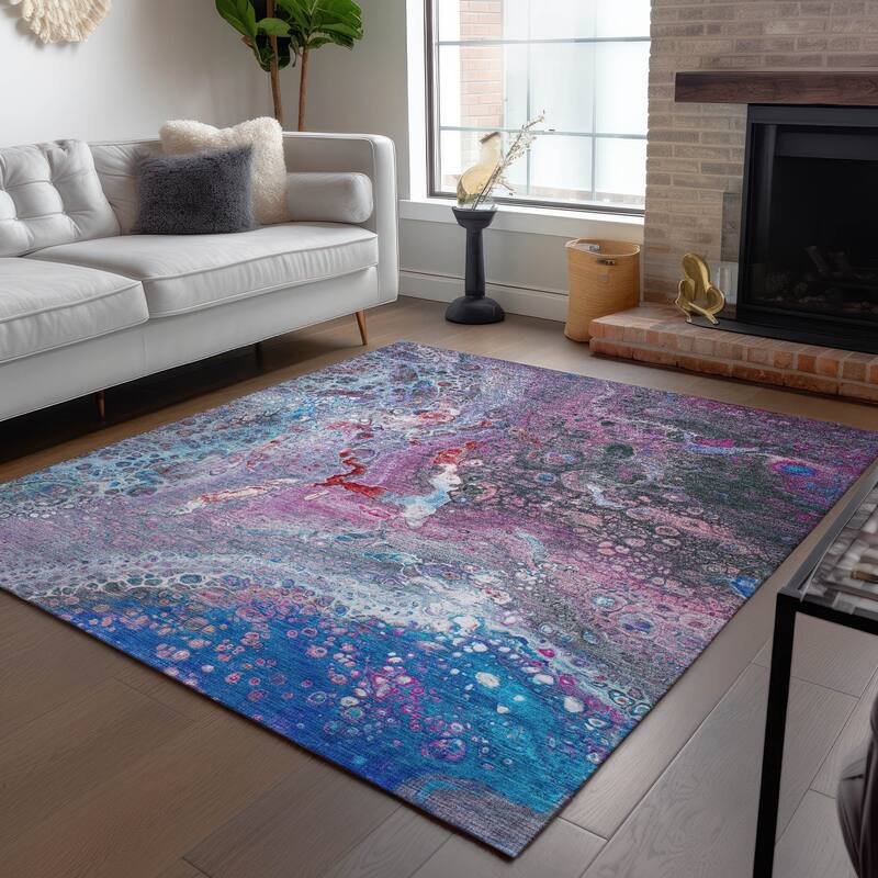 Machine Washable Indoor/ Outdoor Chantille Modern Abstract Rug
