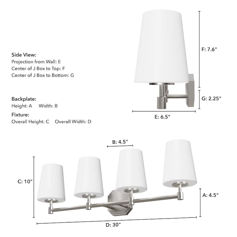 Hunter Nolita Vanity Wall Light - Bathroom - Contemporary, Transitional - White Glass Shades - Damp Rated!