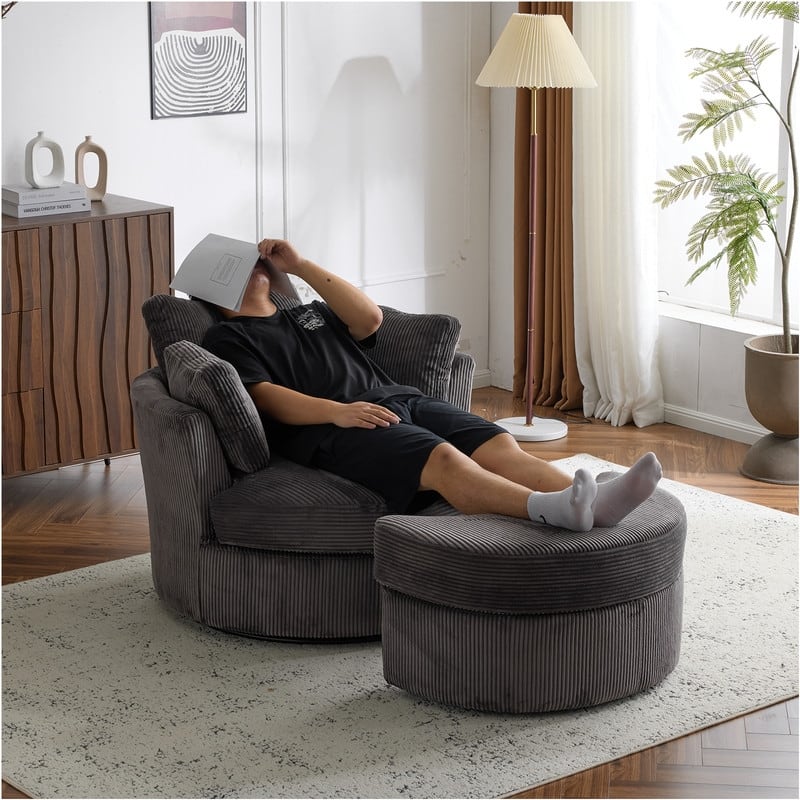 Velvet Crescent Wedge Ottoman
