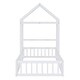 preview thumbnail 37 of 47, Twin Size Wooden Floor Bed with Fence Railings and Detachable Headboard, Kids Dress Up Rack, Playhouse Frame