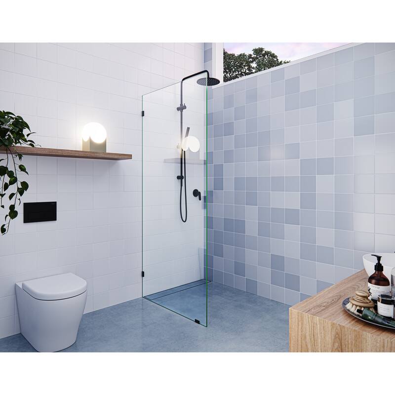 Glass Warehouse 78" x 26" Frameless Shower Door - Single Fixed Panel - Matte Black