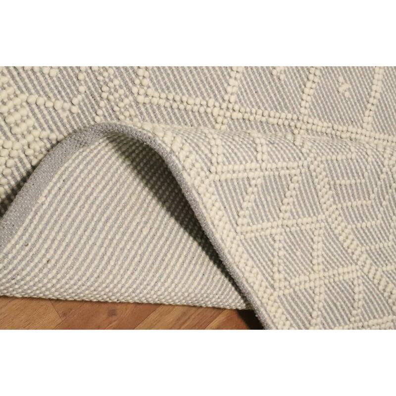 Hand Knotted Oriental 100% Wool Carpet Modern Geometric Greys & Charcoal Modern Gotti Design Area Rug - 9' 7'' X 7' 10''