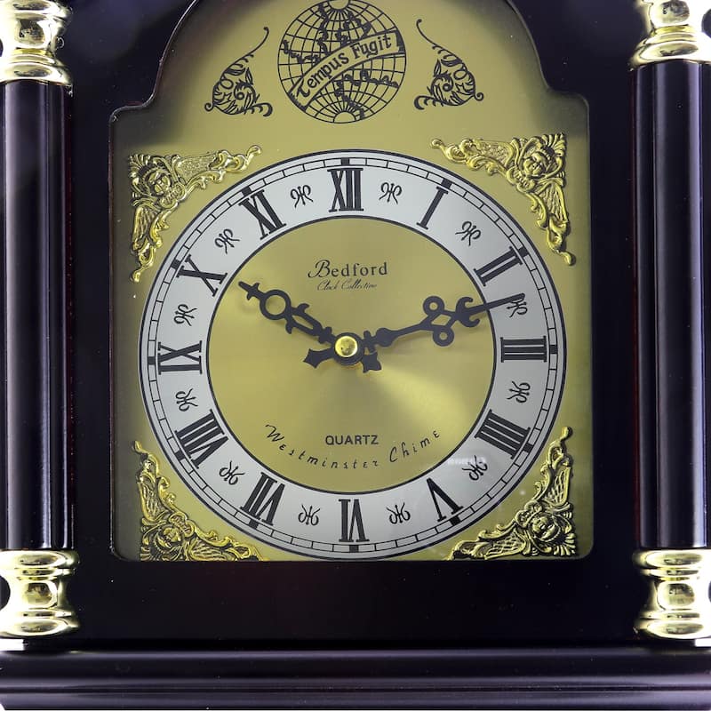 Vetto Gilded Classic 26" Decorative Chiming Wall Clock Roman Numerals in Cherry Oak