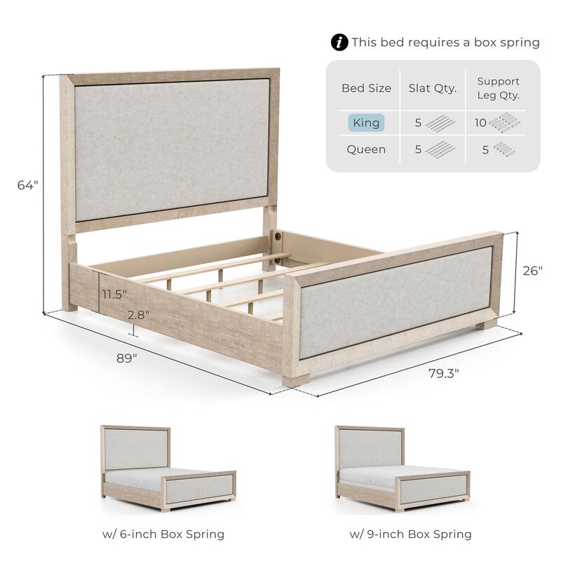 Furniture of America Durem II Modern 3-Piece Solid Wood Panel Bedroom Set with 3-Drawer Nightstand and Chest
