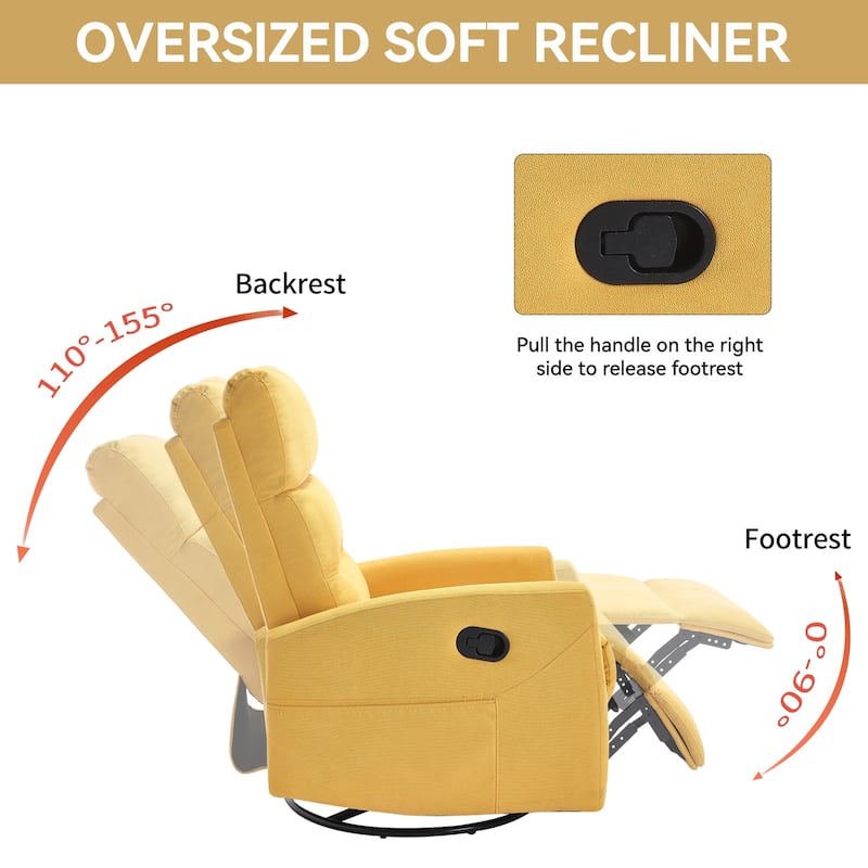 360° Swivel Rocking Recliner Chair in Polyester for Living Room