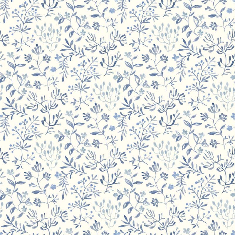 Chesapeake Tarragon Blue Dainty Meadow Wallpaper