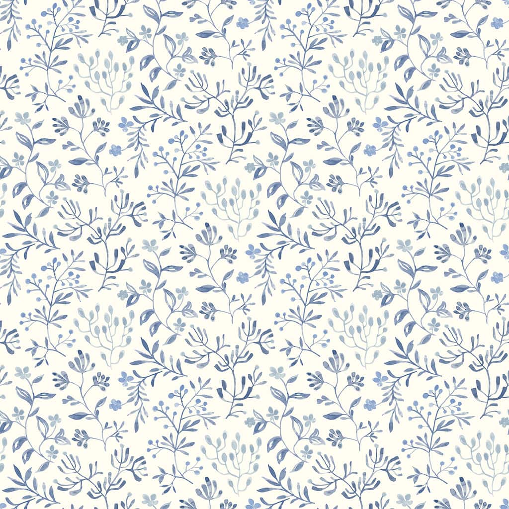 Chesapeake Tarragon Blue Dainty Meadow Wallpaper