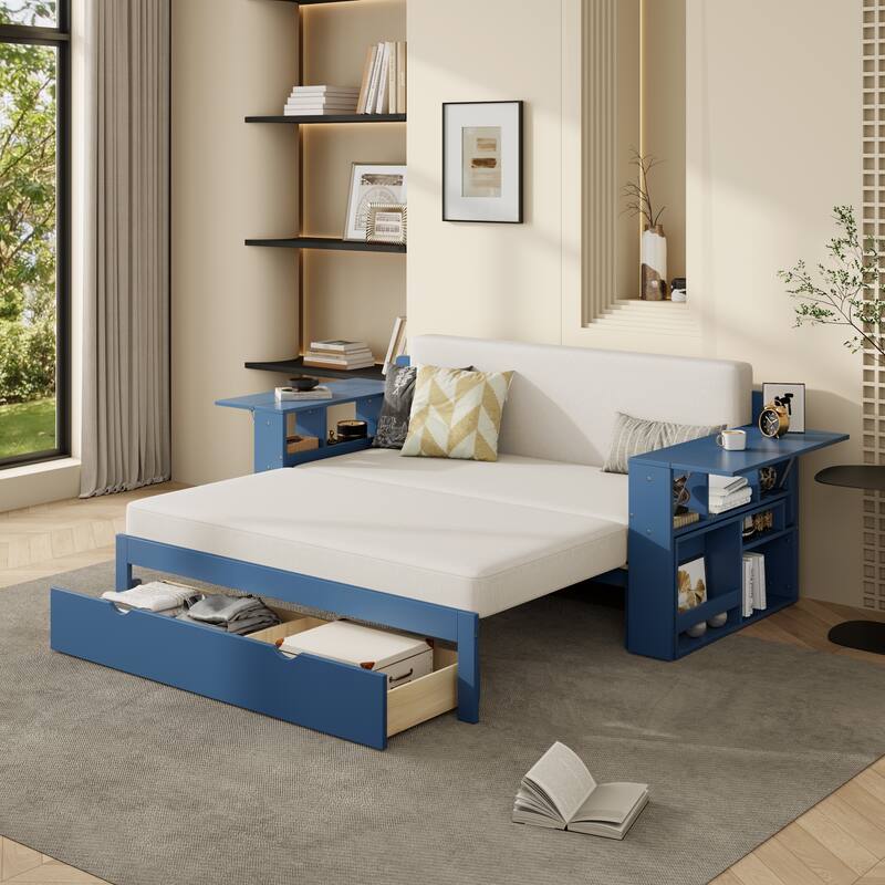 Roomfitters 4-in-1 Full Size Daybed with Desk, Storage Drawers and Hydraulic Table