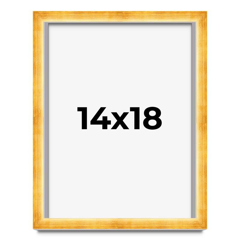 14x18 Shadow Box Frame Gold | 1.625 Inches Deep Real Wood Traditional