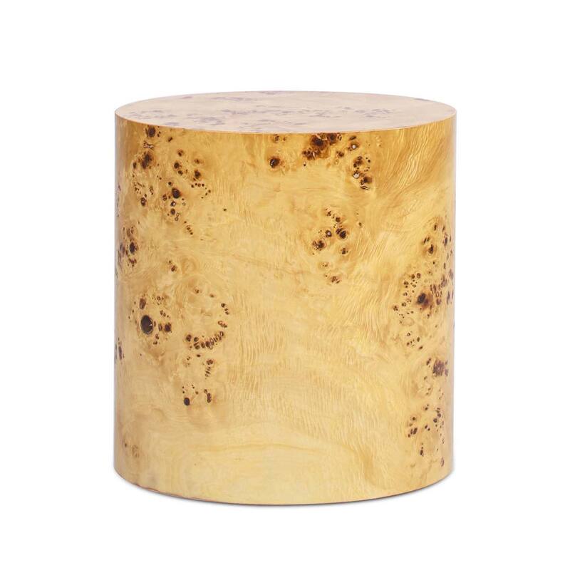 Nebula 20" Burl Wood Accent Oval Pillar Side Table