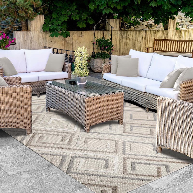Superior Ares Modern Geometric Diamond Indoor Outdoor Area Rug - 7' 10" x 9' 10" - Slate