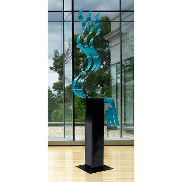 Statements2000 Metal Sculpture Large Abstract Aqua Blue Garden Art by Jon Allen