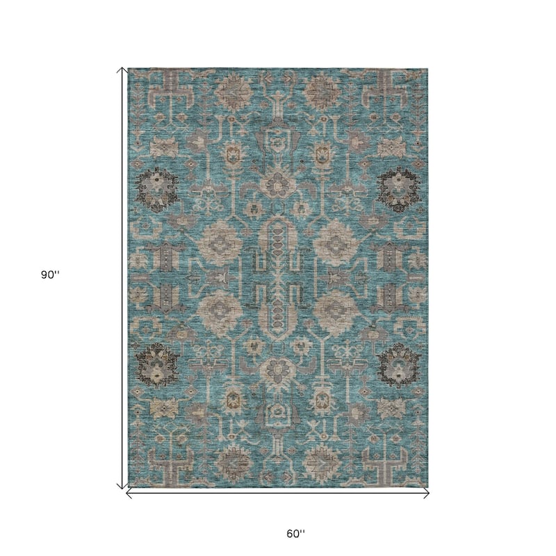 HomeRoots Oriental Traditional Rectangle Outdoor Rug