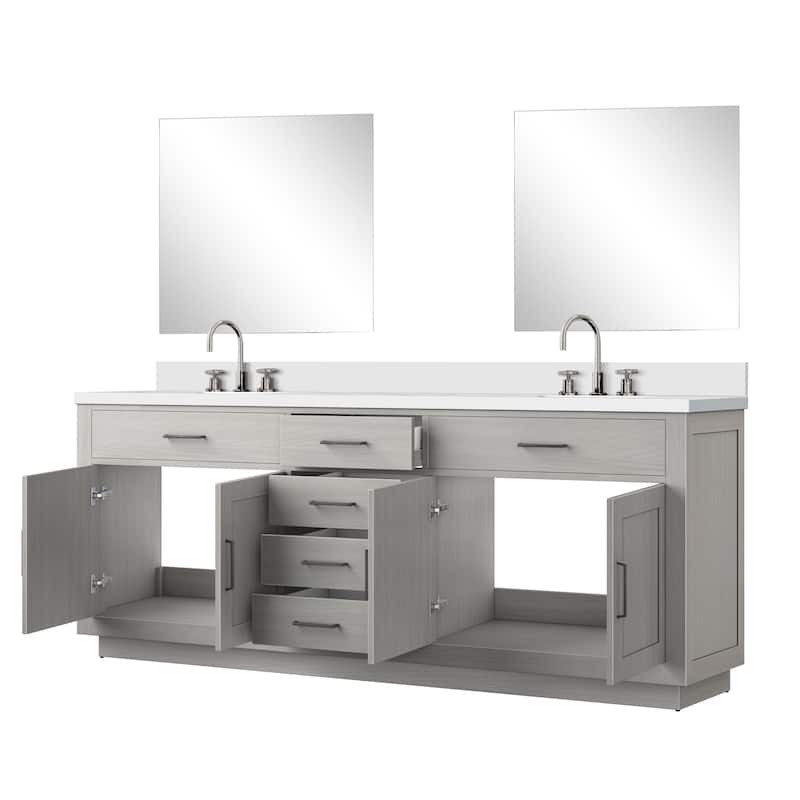 Abbey Bath Vanity with Cultured Marble Top, Sink, Mirror and Faucet