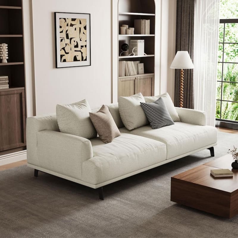 Modern Gray Cotton Linen Upholstered Sofa for Living Room - 66.1"W x37.4"D x 29.9"H 