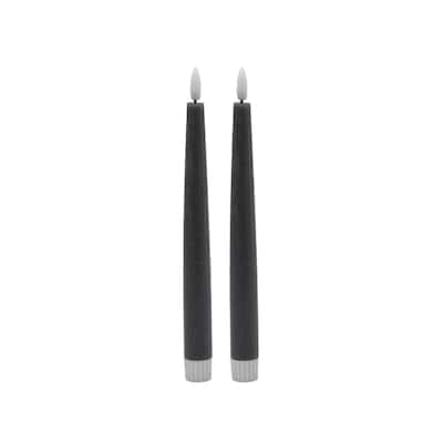 Pointed Flameless Taper Candles - 8.5" - Gray - Set of 2
