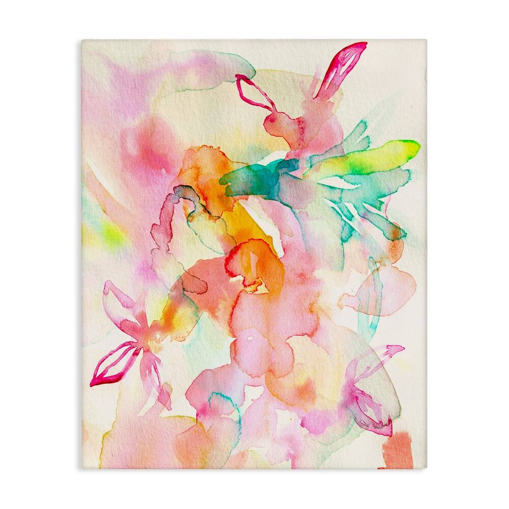 Stupell Abstract Watery Island Flowers Canvas Wall Art Design By Gemma Bardot
