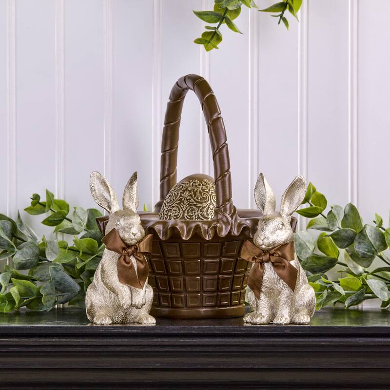 6" Resin Golden Bunny Set of 2