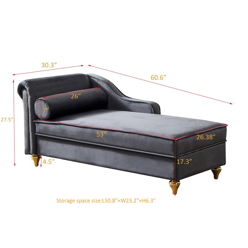 Upholstery Chaise Lounge Chair with Storage Velvet