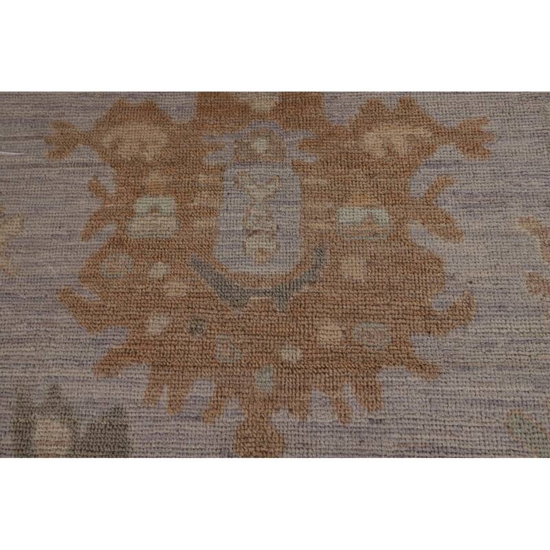 Vegetable Dye Oushak Turkish Rug Handmade Grey Wool Carpet - 8'0"x 9'11"